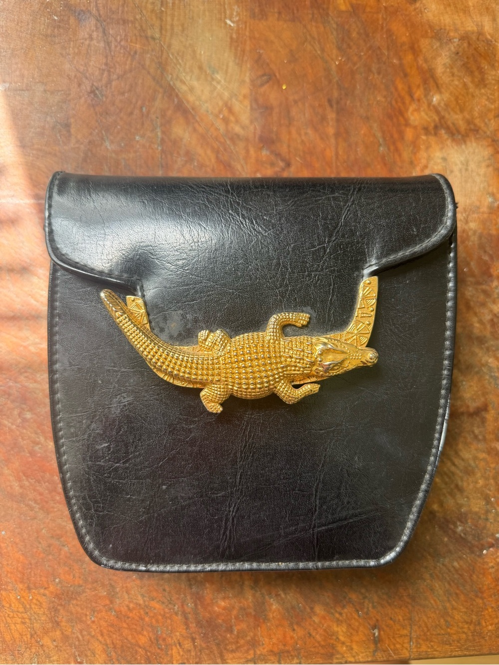 Vintage 90s Sasha bag with Gold Crocodile accent